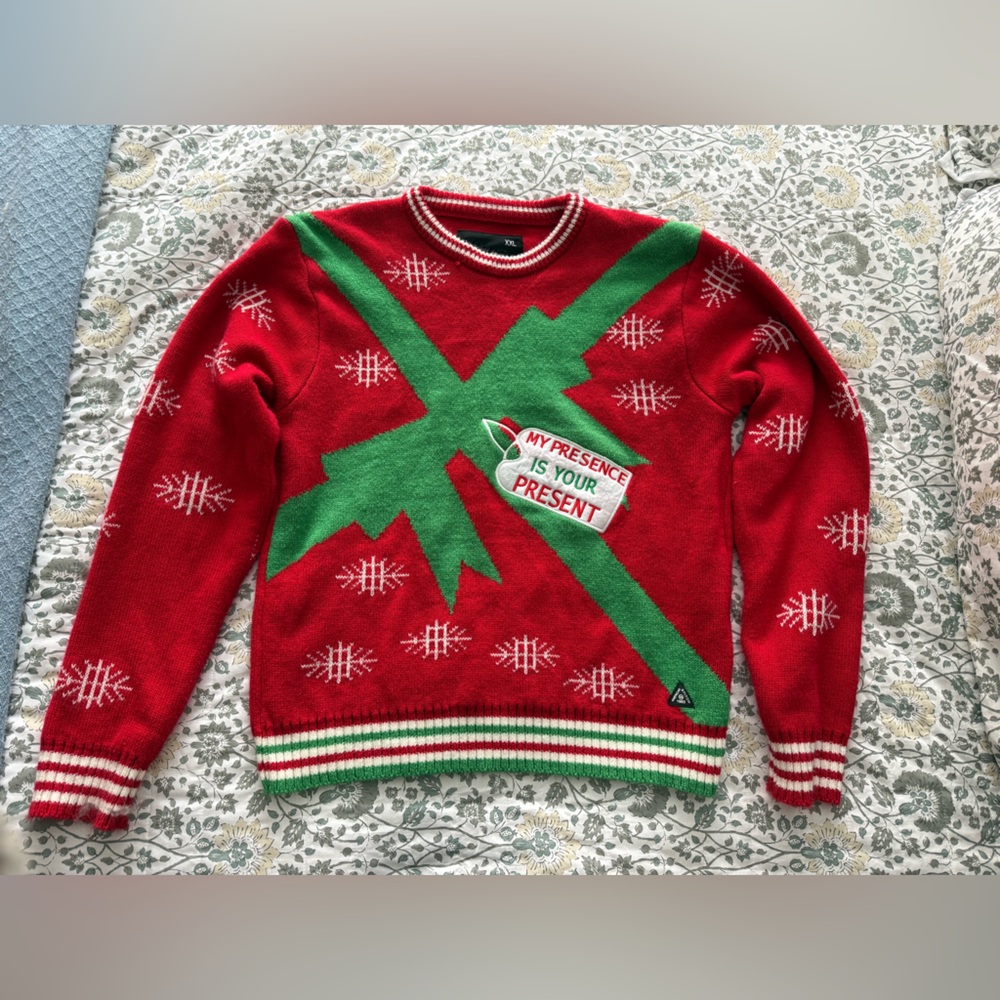 American Stitch Green and Red Holiday Knit Sweater